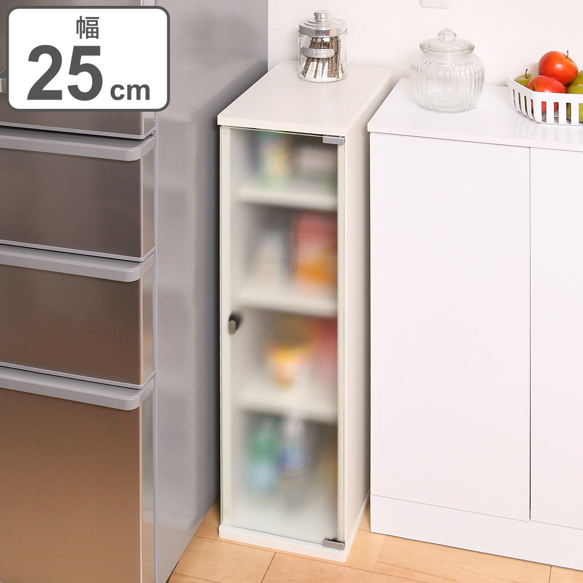 dショッピング |キッチン収納 すき間収納 スリムストッカー 4段 扉付