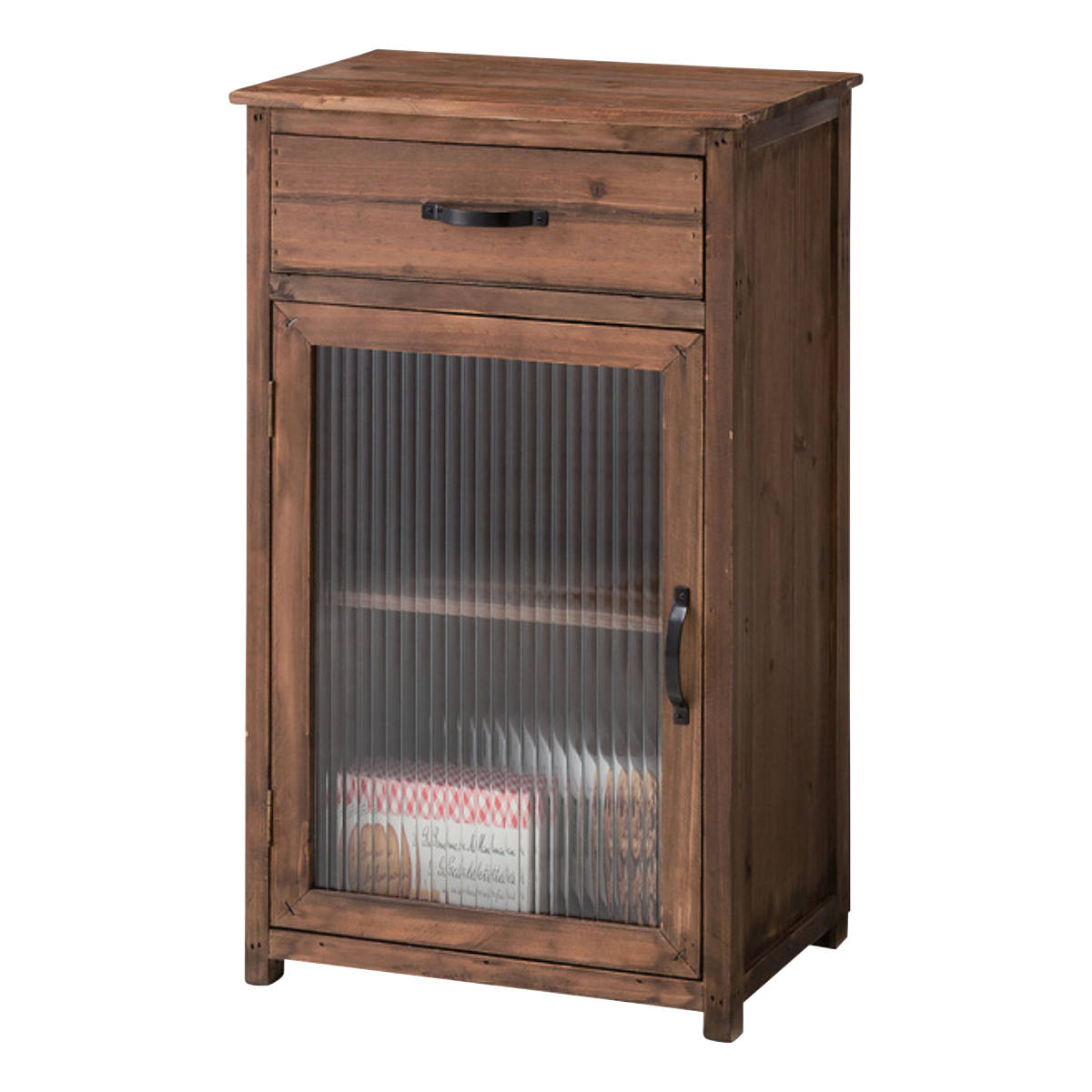 ガラスキャビネット 幅40cm 2段 引出し付 Toreno 天然木