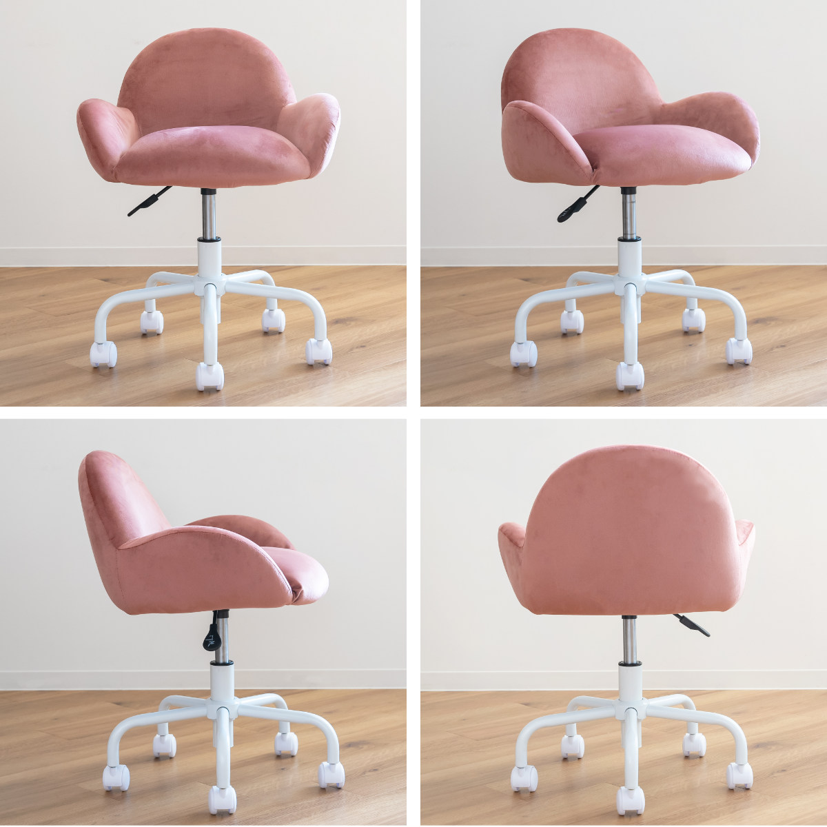 デスクチェア 座面高43～51cm クッション ベロア （ パソコンチェア