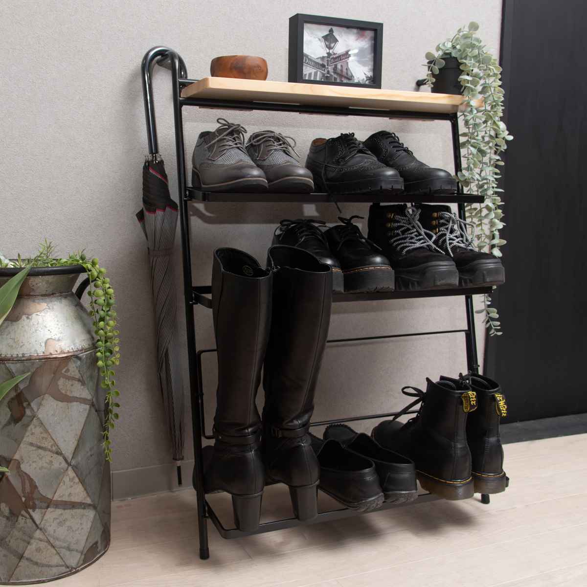 dショッピング |シューズラック 4段 スリム 組み立て品 スチール製