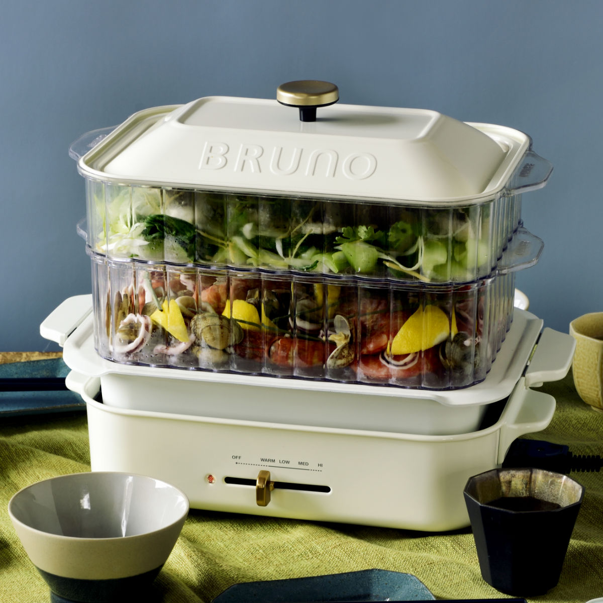 BRUNO 蒸し器 2段 コンパクトホットプレート用 スチーマー （ ブルーノ