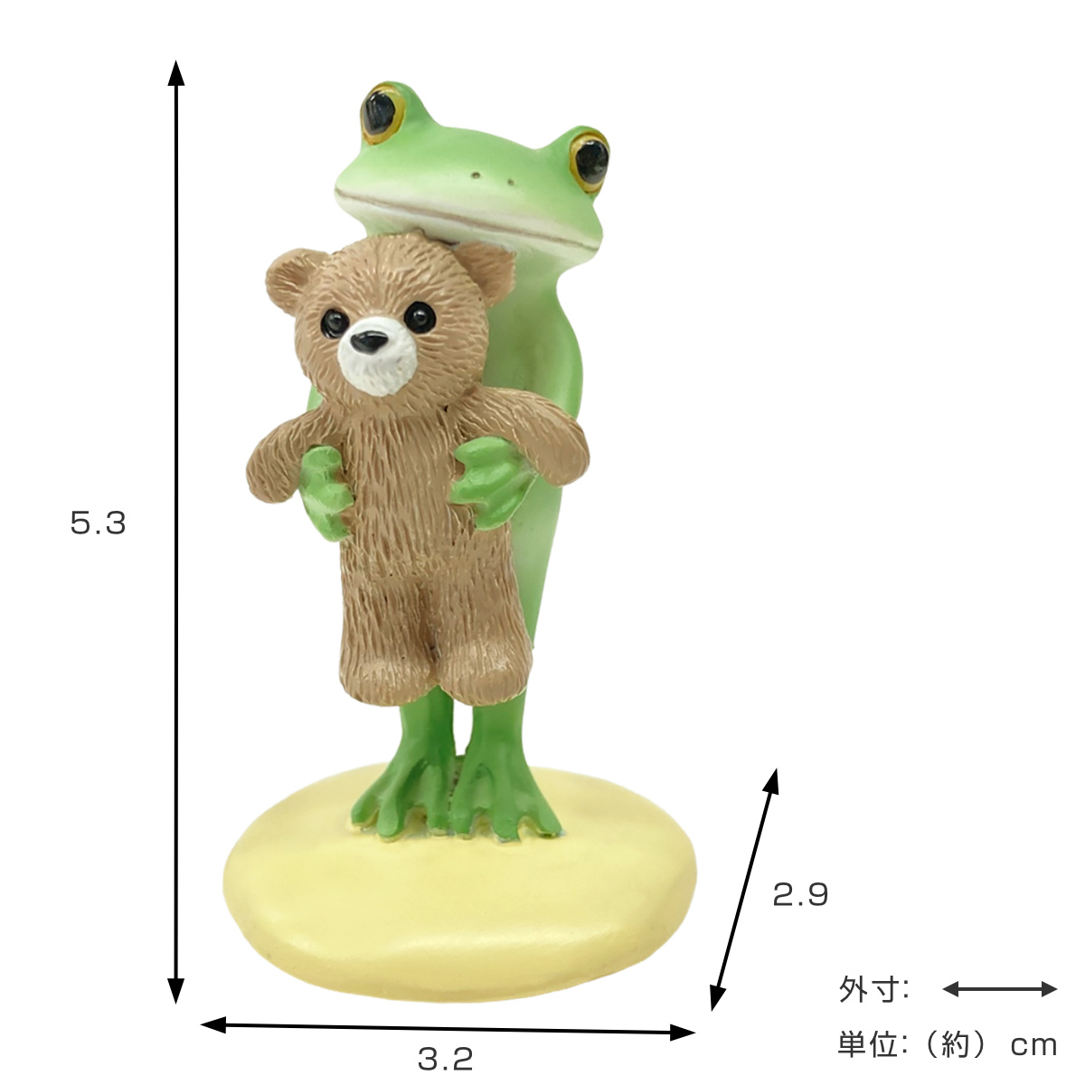 コポー クマを抱っこするカエル カエル 置物 – ハウジー
