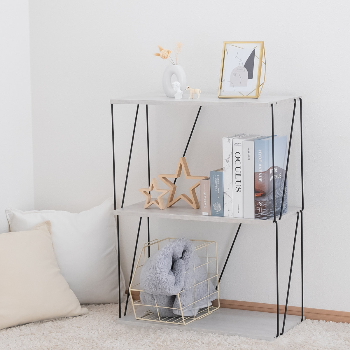 EZBO ワイヤーラック 3段 幅61cm 工具不要 簡単組立 モノトーン