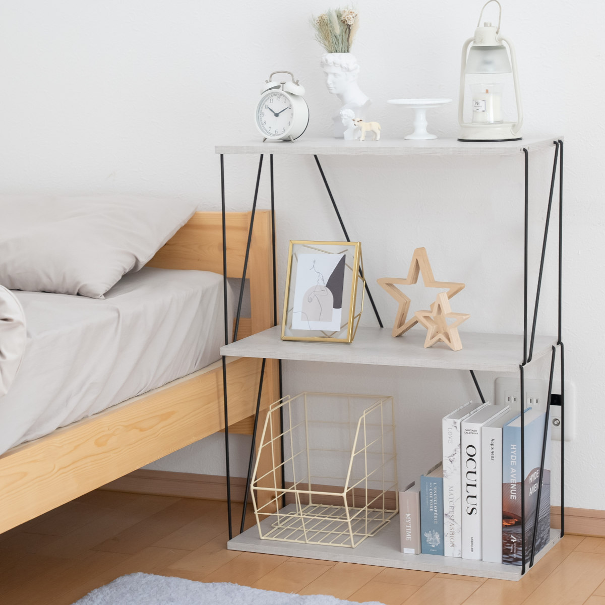 EZBO ワイヤーラック 3段 幅61cm 工具不要 簡単組立 モノトーン