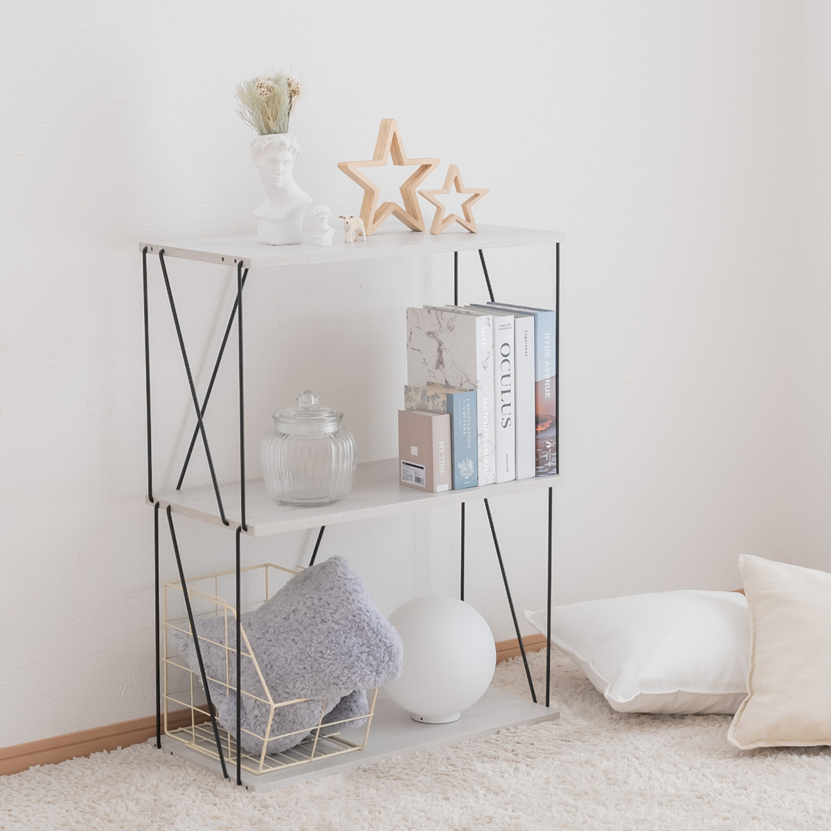 EZBO ワイヤーラック 3段 幅61cm 工具不要 簡単組立 モノトーン