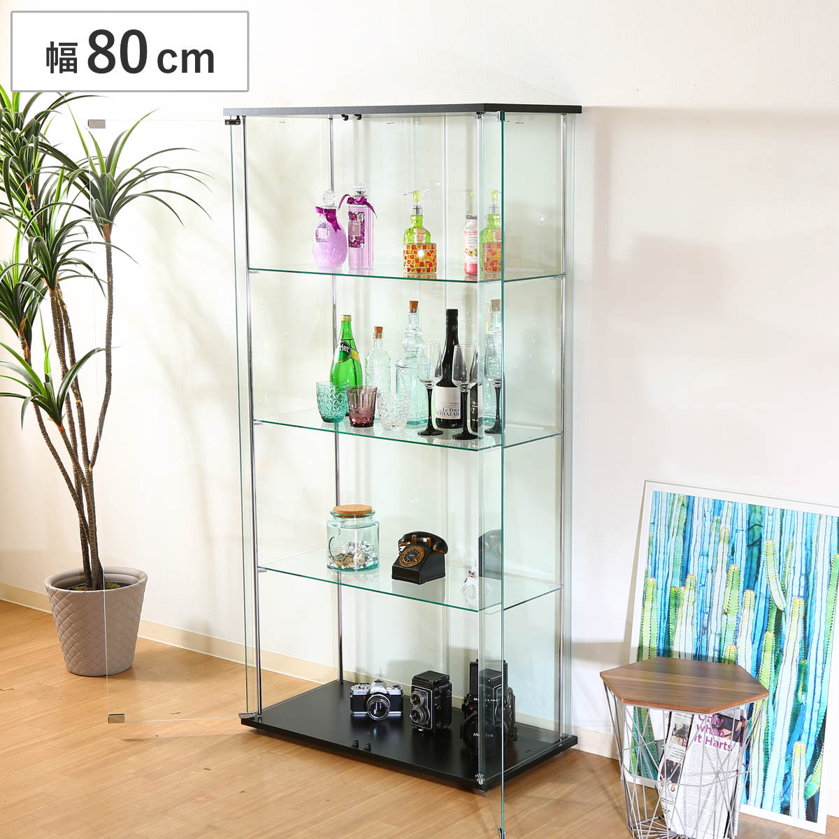 コレクションケース 4段 幅80cm 4面ガラス ショーケース
