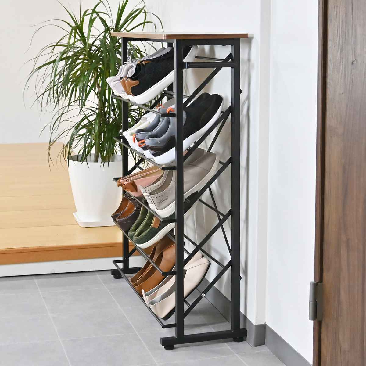 シューズラック 幅75.5cm 5段 ワイドタイプ （ 靴 収納 下駄箱 スリム