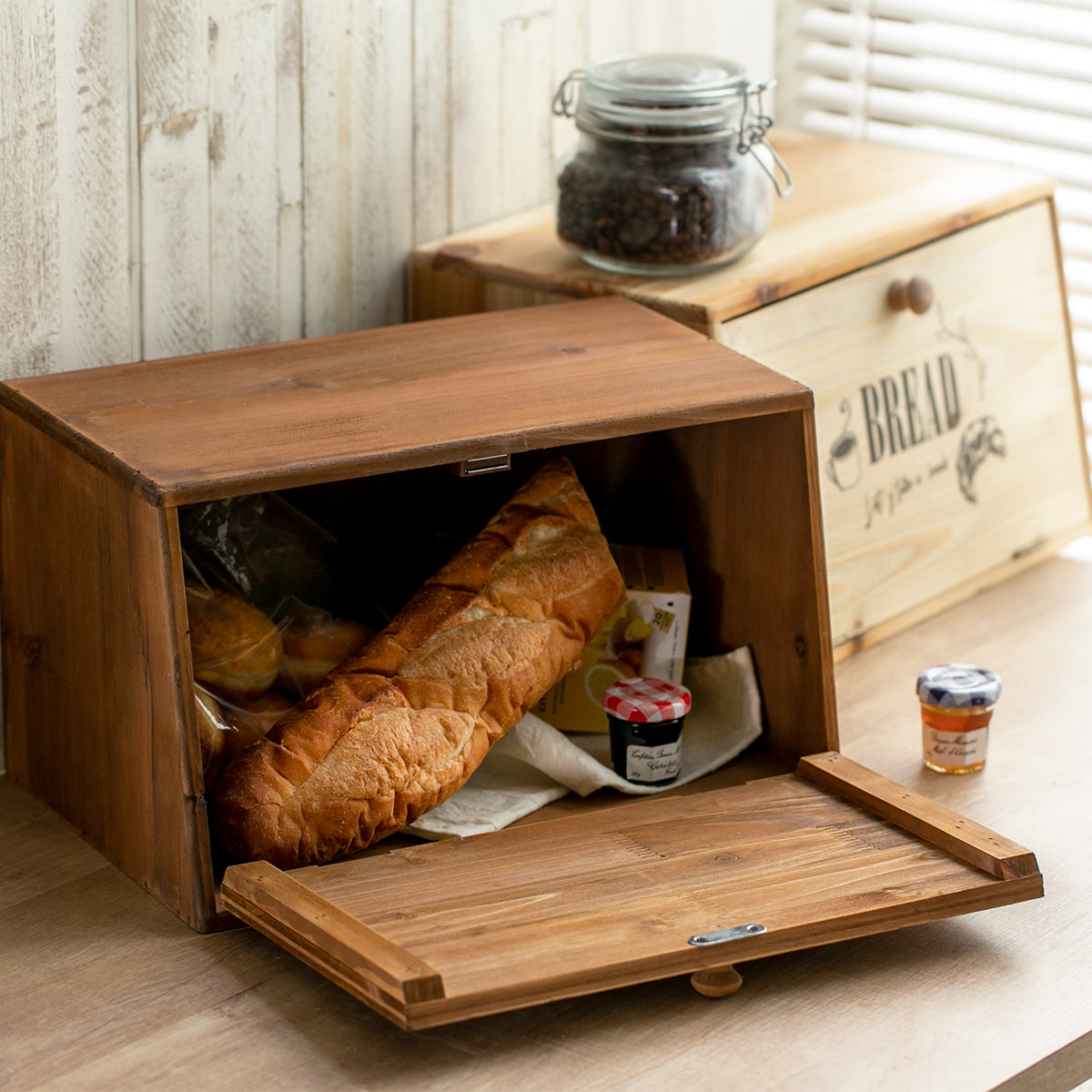 USヴィンテージ 木製のブレッドケース パン ボックス 収納 古家具 店舗