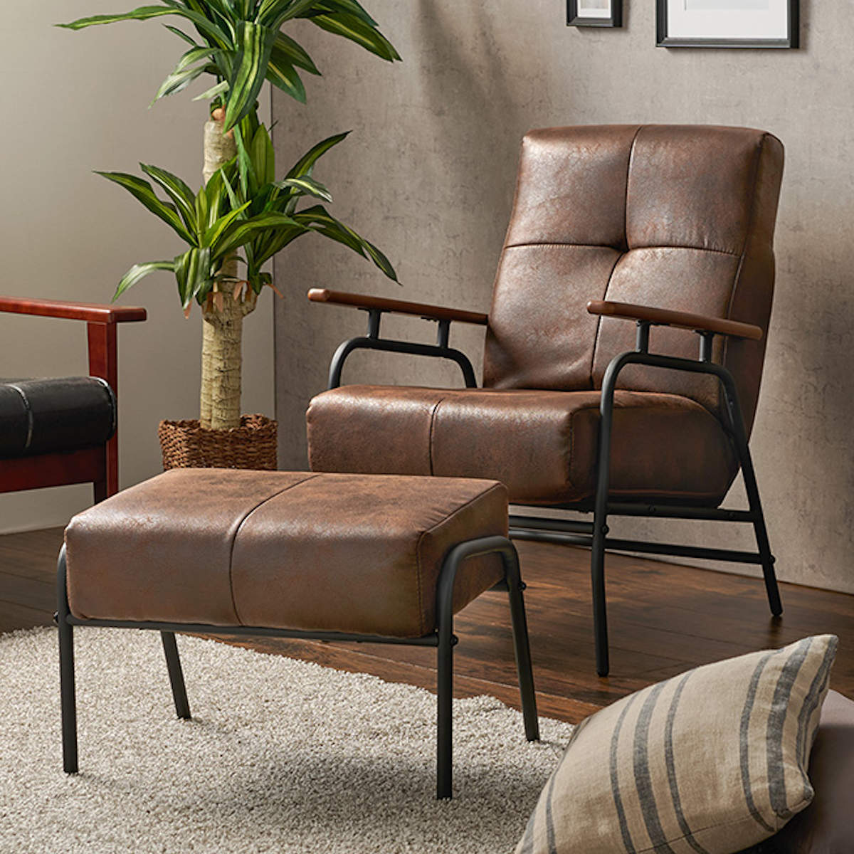 dショッピング |ソファ 一人掛け オットマン付き リクライニング 天然