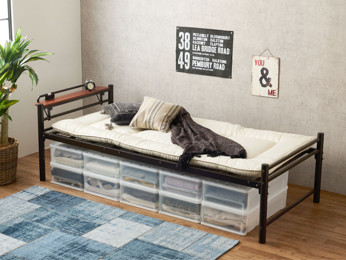 dショッピング |ベッド シングル ロング 高さ調節 4段階 パイプ 宮棚