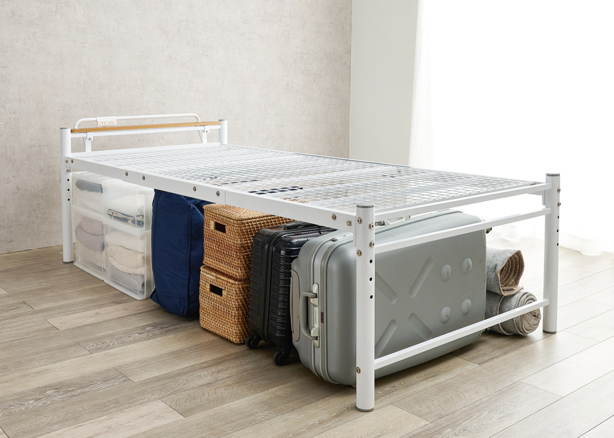 dショッピング |ベッド シングル ロング 高さ調節 4段階 パイプ 宮棚