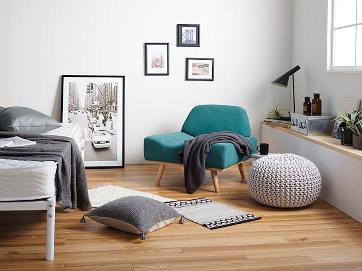 ソファ 一人用 幅75cm アームレス 天然木フレーム （ 1人掛けソファ