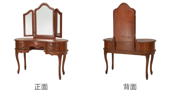 ドレッサー 幅115cm 猫脚 姫系 三面鏡 アンティーク調 メイク台 鏡台