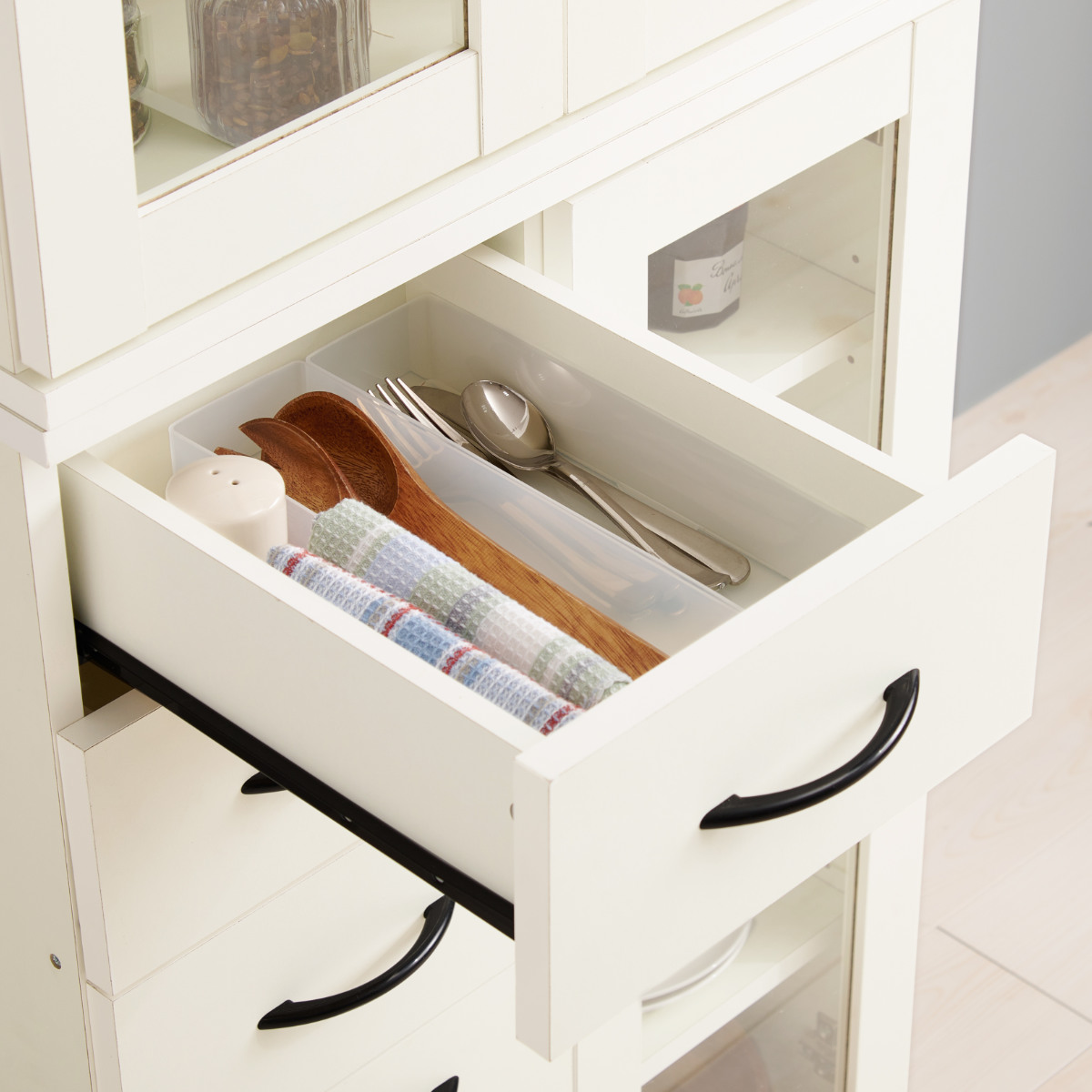 並べて使える 食器棚 幅60cm ガラス扉収納 Bタイプ （ カップボード 棚