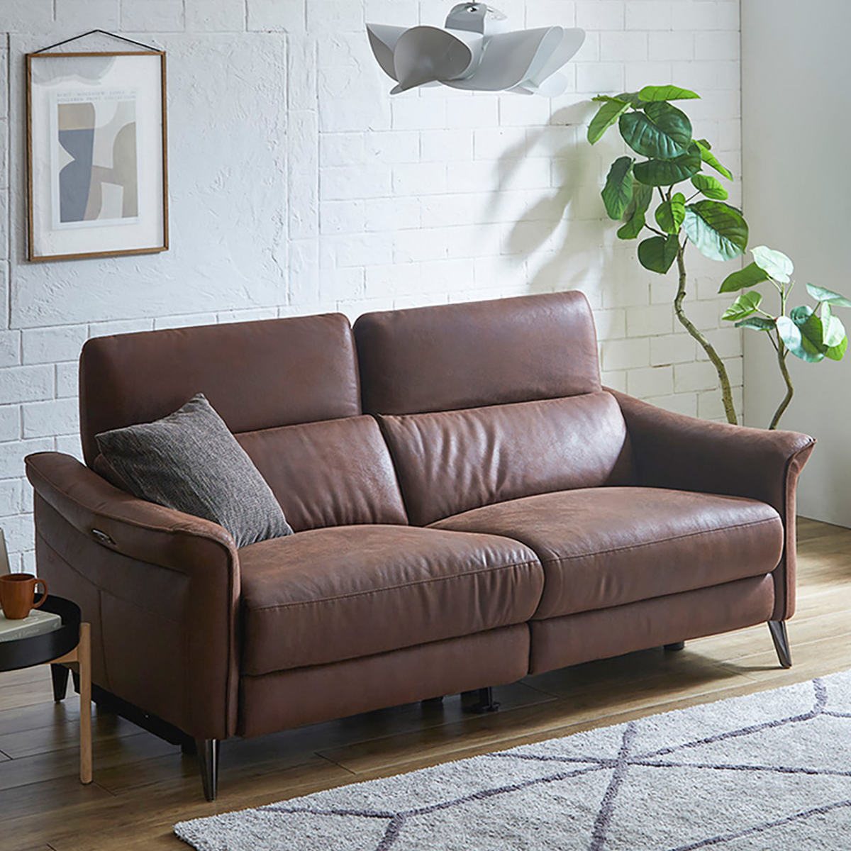 ソファ 2人掛け 幅191cm 電動リクライニング レーザーファブリック