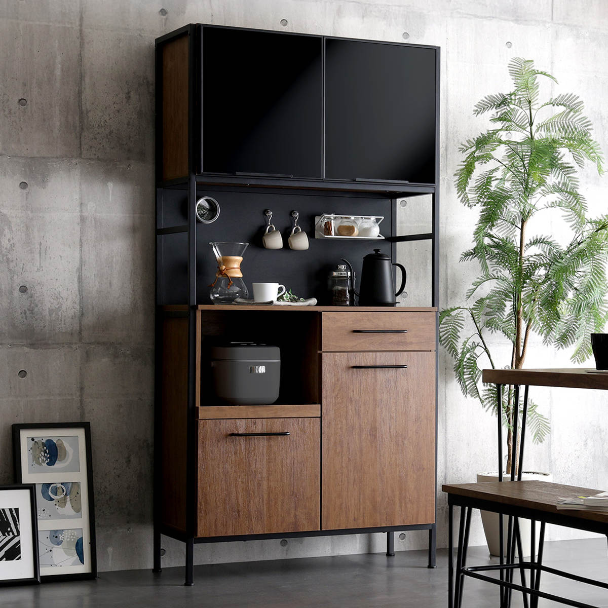 dショッピング |食器棚 幅92.7cm マグネット収納 スライド棚 可動棚