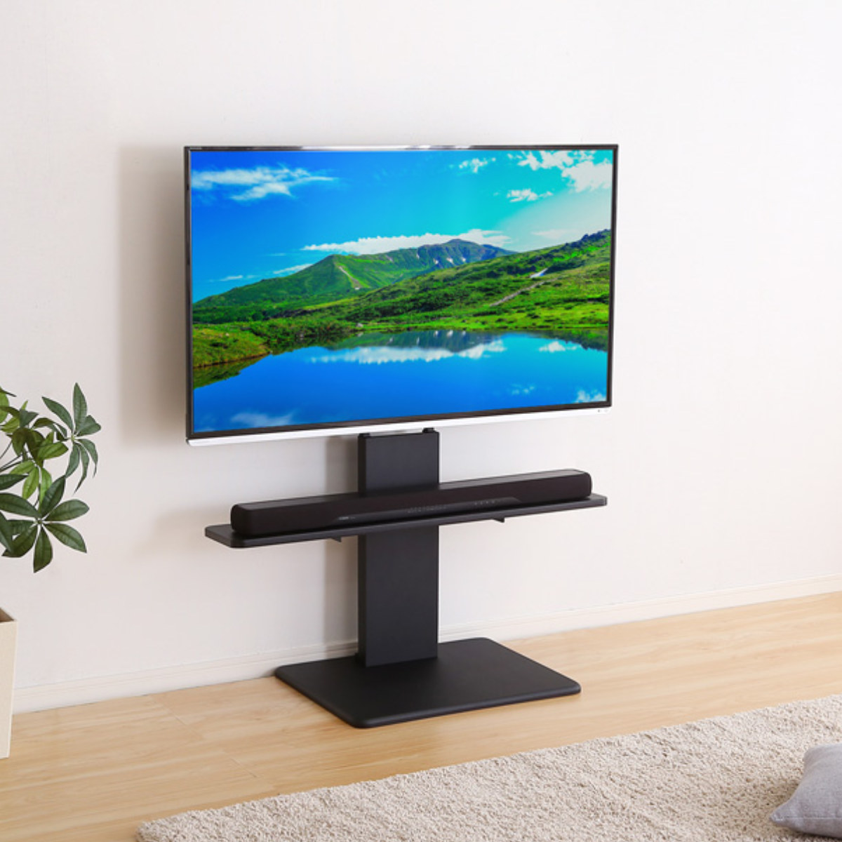 テレビスタンド 55インチ対応 ロータイプ 壁寄せ 耐震 首振り サウンド