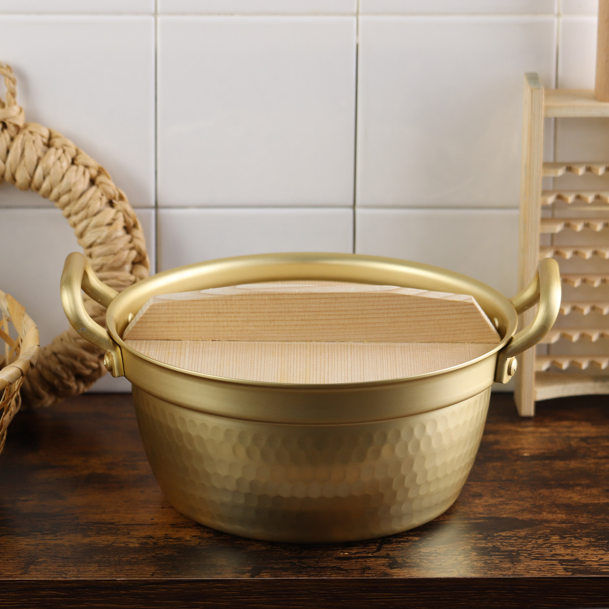 dショッピング |両手鍋 15.5cm 小伝具 アルミ段付鍋 木蓋付 日本製