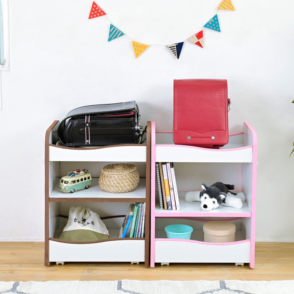 ランドセルラック ワイド 幅49.5cm キャスター付き エッジソフト