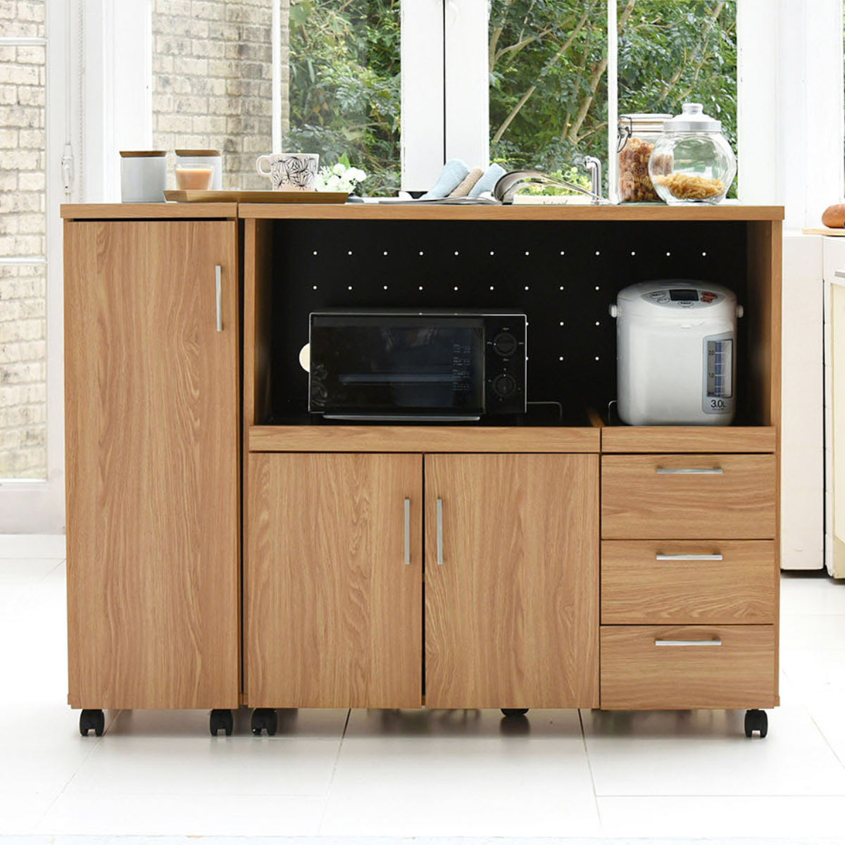 レンジ台 幅120cm キッチンラック キャスター付 北欧風 Keittio