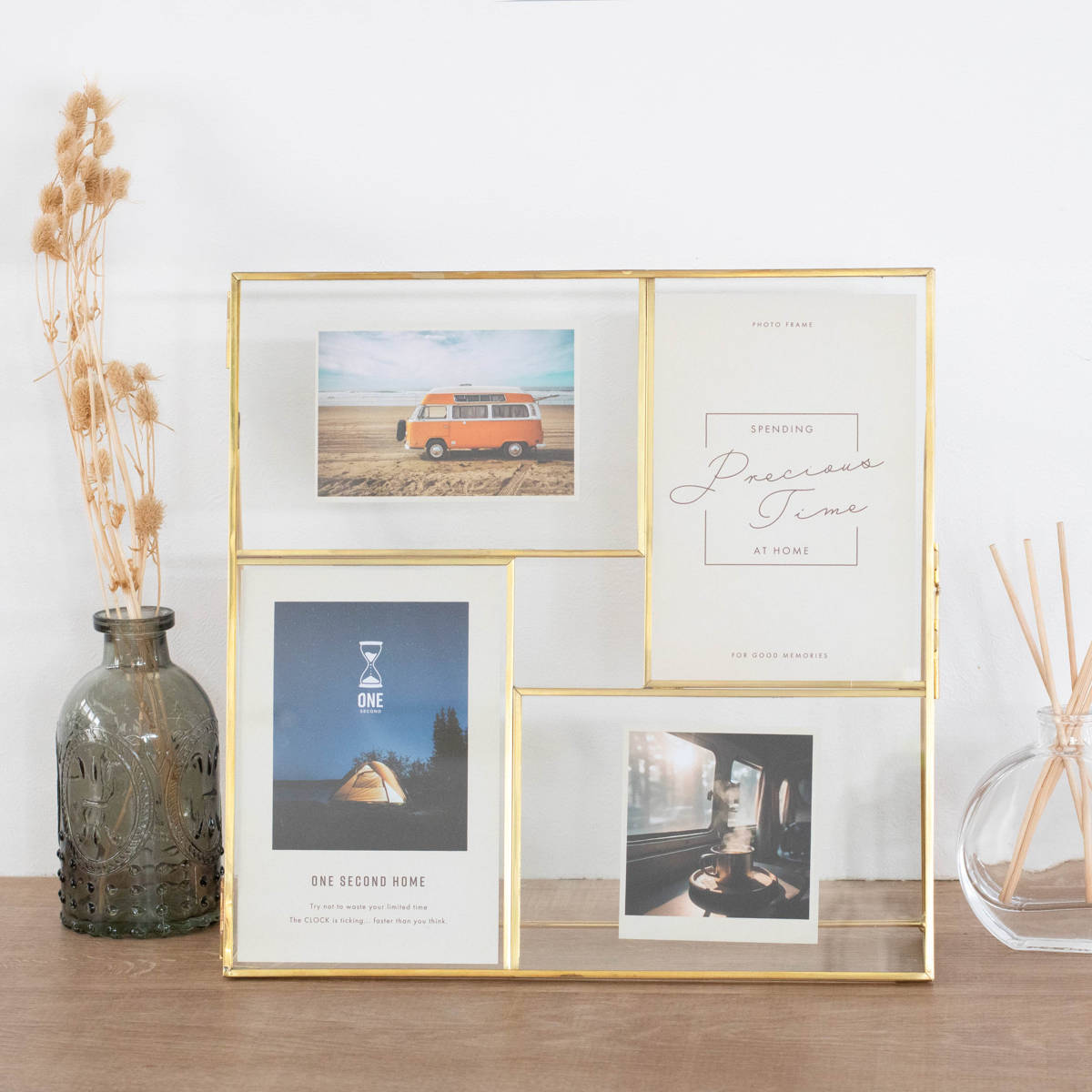 フォトフレーム マルチフェイス メタルフレーム ハガキ判 4枚