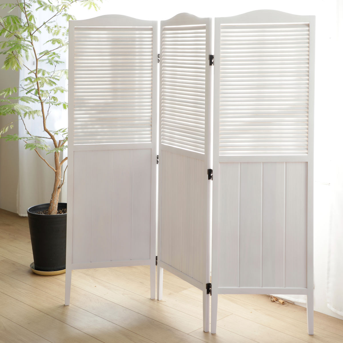 パーテーション 高さ135cm 3連 三つ折り 衝立 ミニヨン 天然木