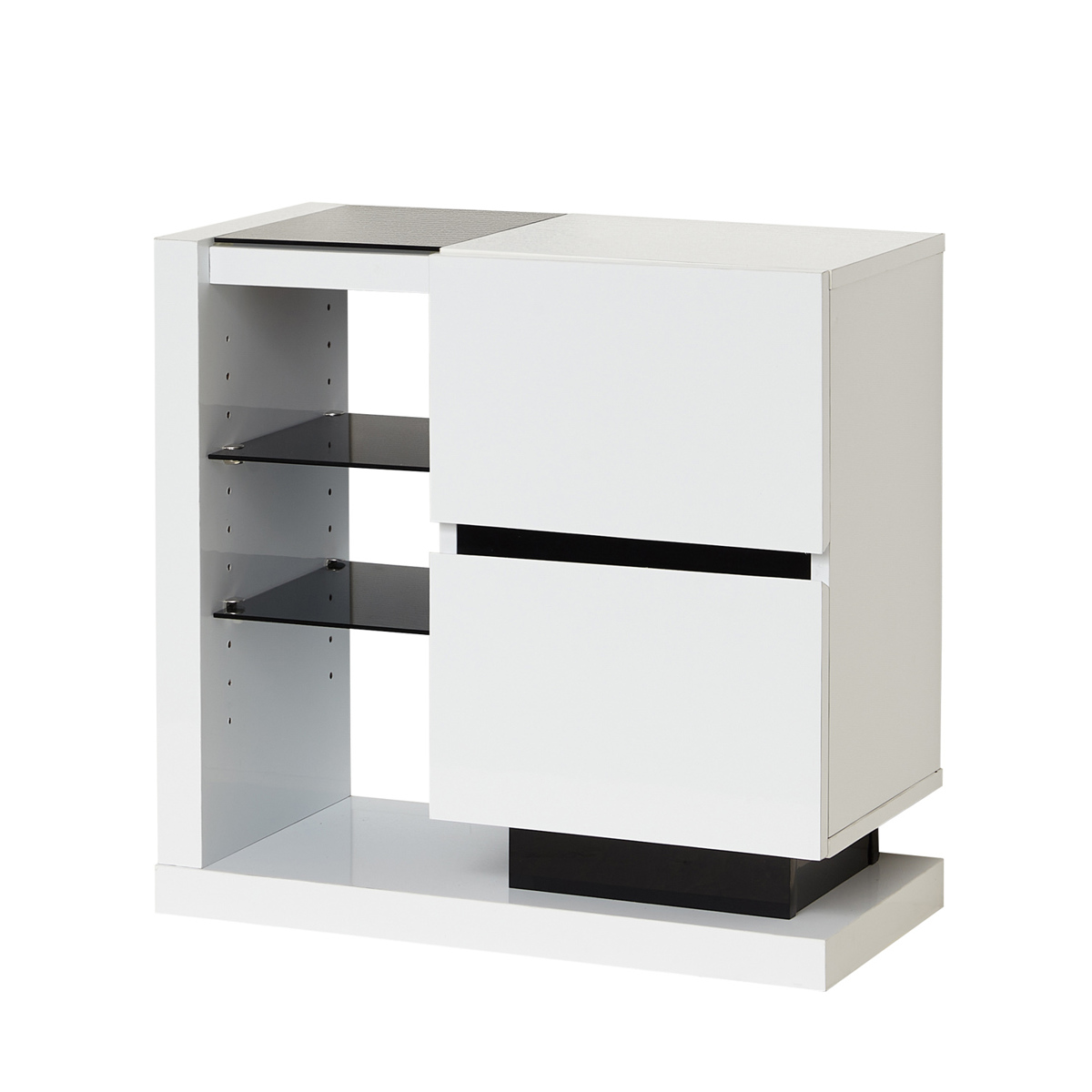 dショッピング |キャビネット 扉付きラック 鏡面仕上げ スタイリッシュ