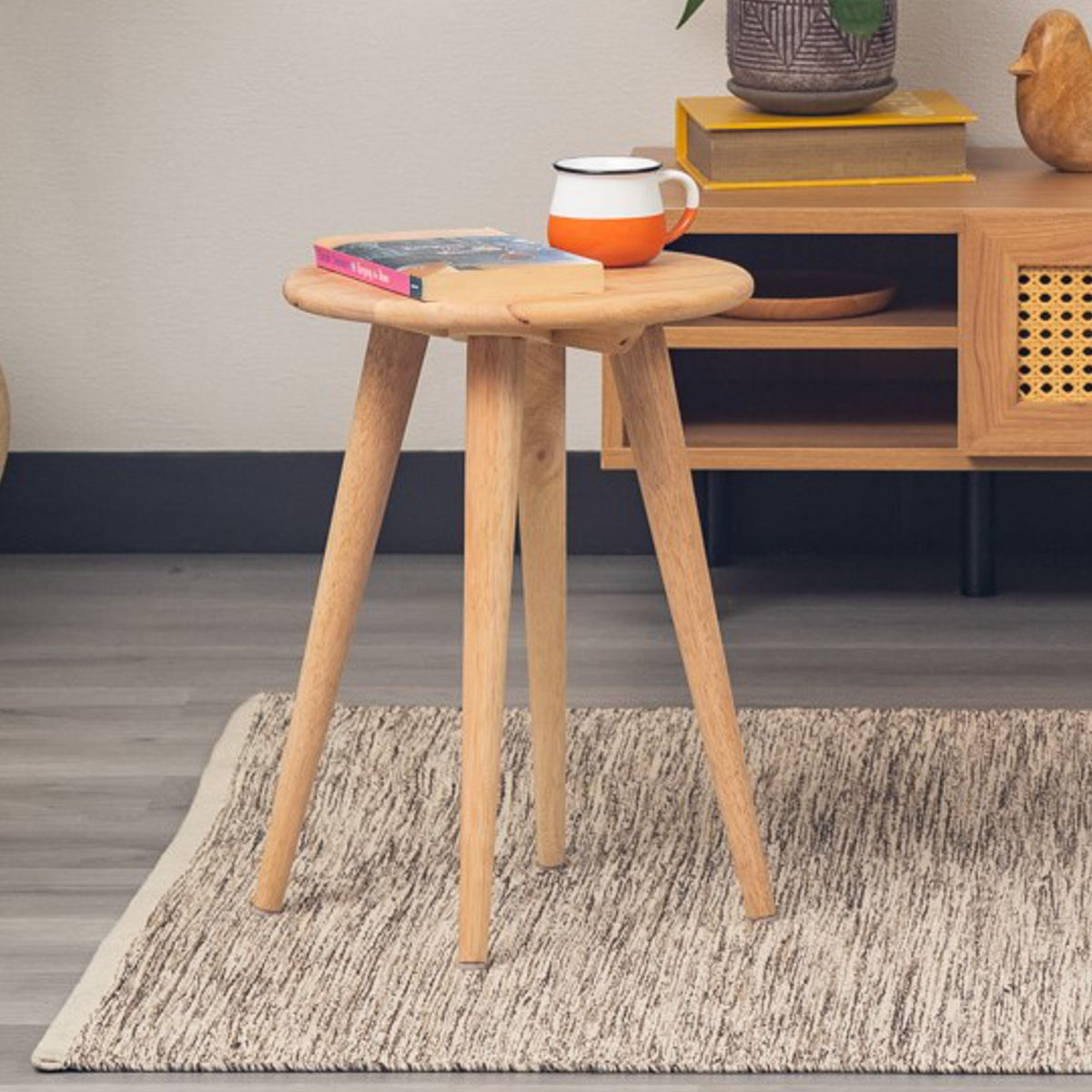 スツール 高さ50cm 円型 置きクッション 起毛生地 ボア生地 ラウンド