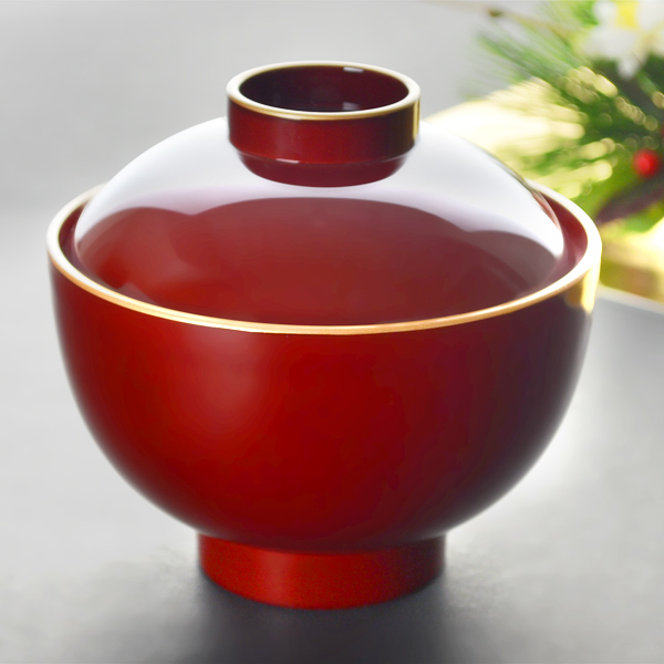 吸物椀 溜渕金 食洗機対応 プラスチック製 ふた付き （ 和食器 吸い物