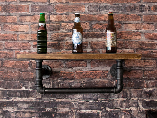 dショッピング |ウォールラック 1段 インダストリアル調 配管フレーム