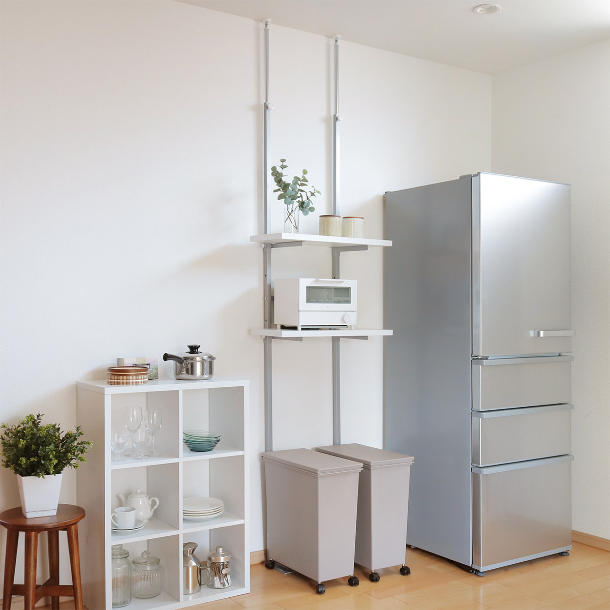 突っ張り ラック 幅120cm 棚板2段付き （ 壁面収納 突っ張りラック