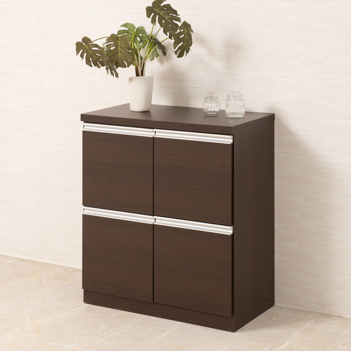 キャビネット 幅73cm 4枚扉タイプ 日本製 完成品 （ ラック スクエア