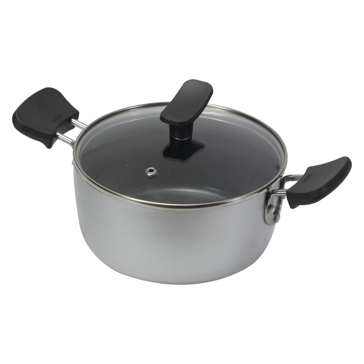 両手鍋 18cm IH対応 チーノ フッ素加工 ガラス蓋付き （ ガス火 IH ih