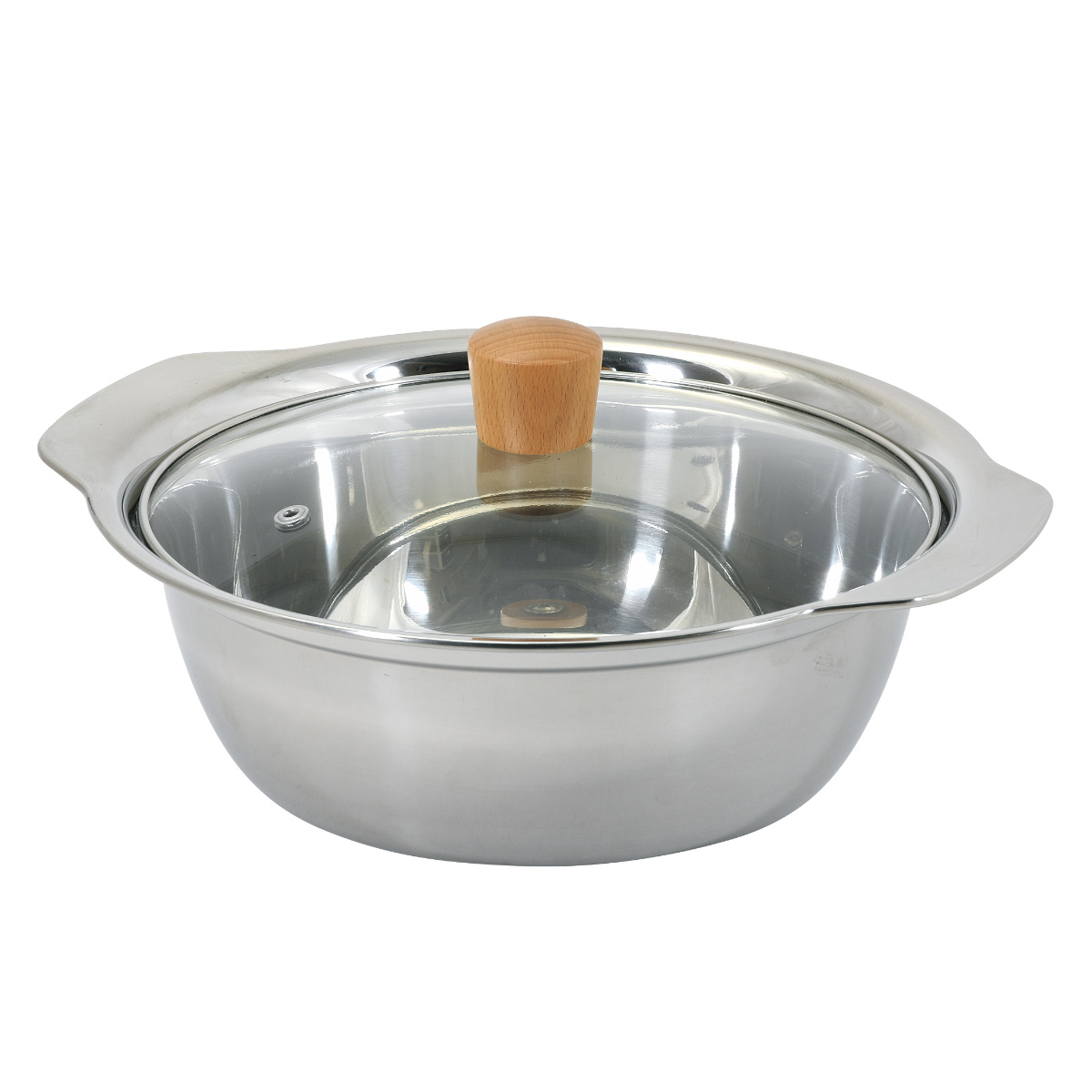 よせ鍋 24cm IH対応 和楽庵 ガラス蓋付き ステンレス製 （ 卓上鍋 一人