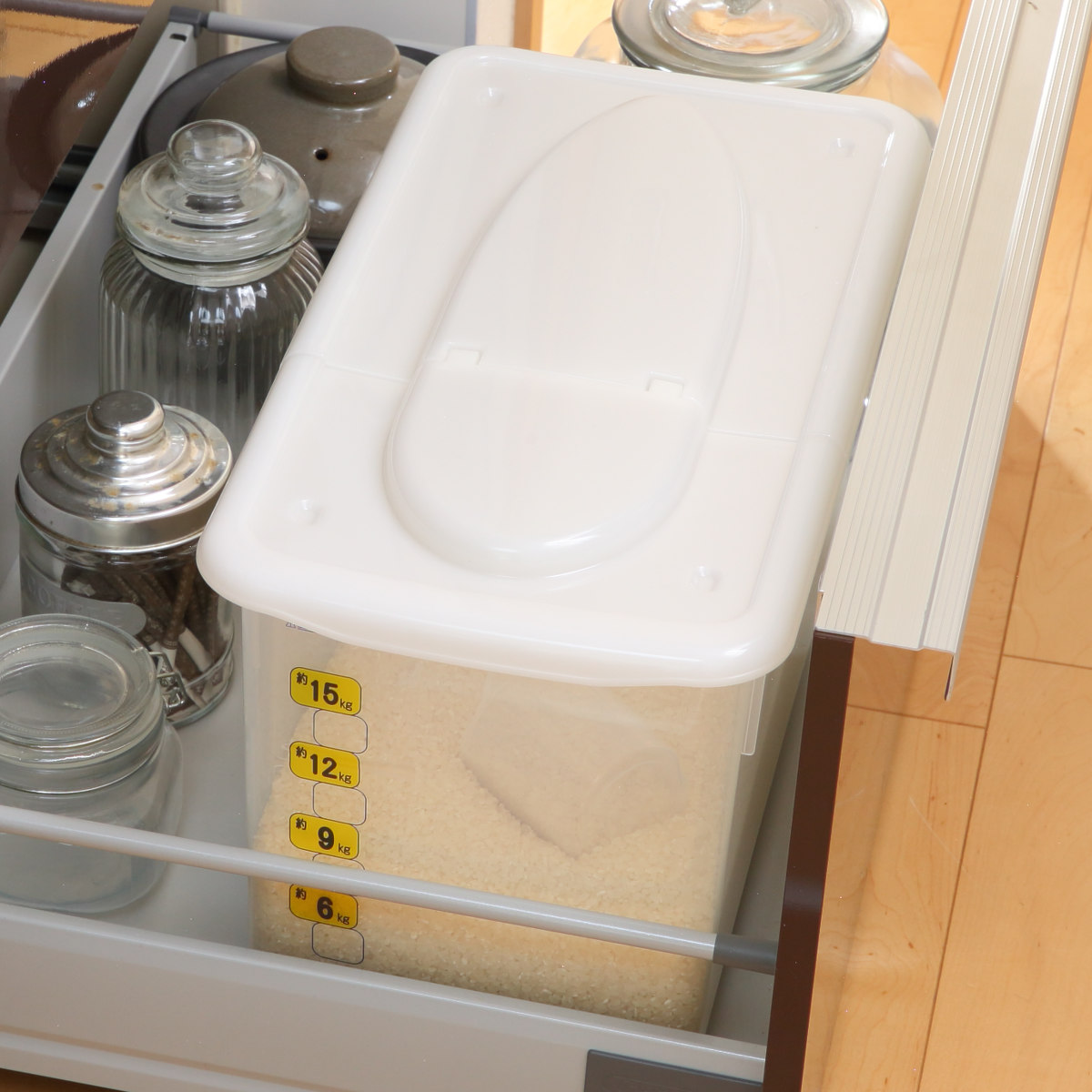 米びつ 15kg ストックス ストッカー 計量カップ付き （ キャスター付き