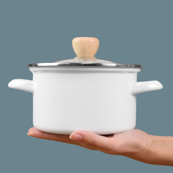 dショッピング |両手鍋 15cm ホーロー ガラス蓋付き シリコン保存蓋