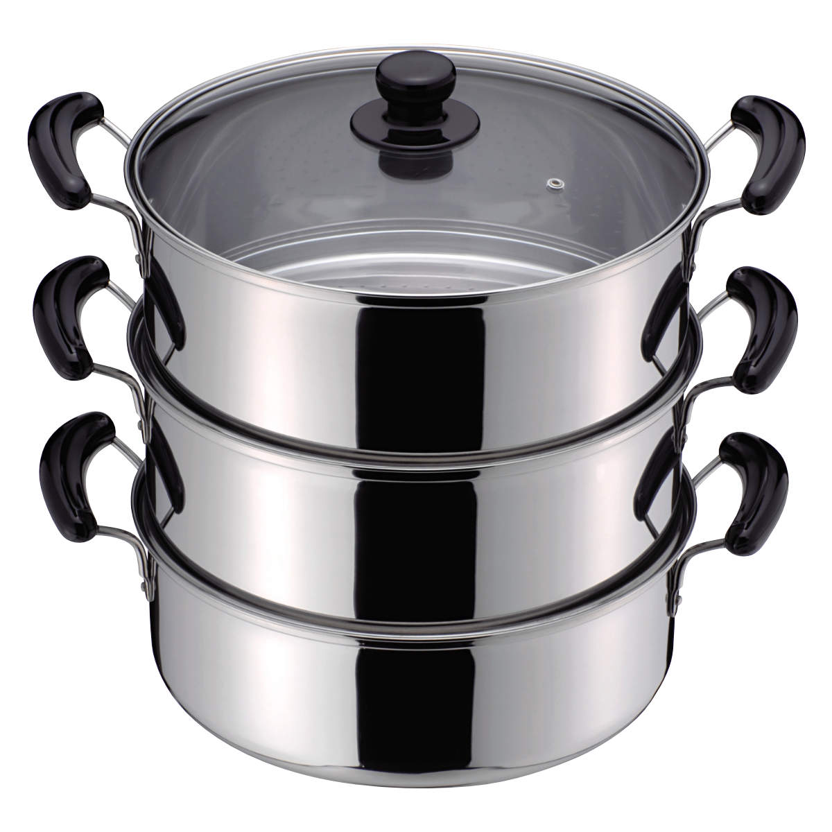 dショッピング |3段蒸し器 30cm IH対応 だんらん ガラス蓋付き 3升用