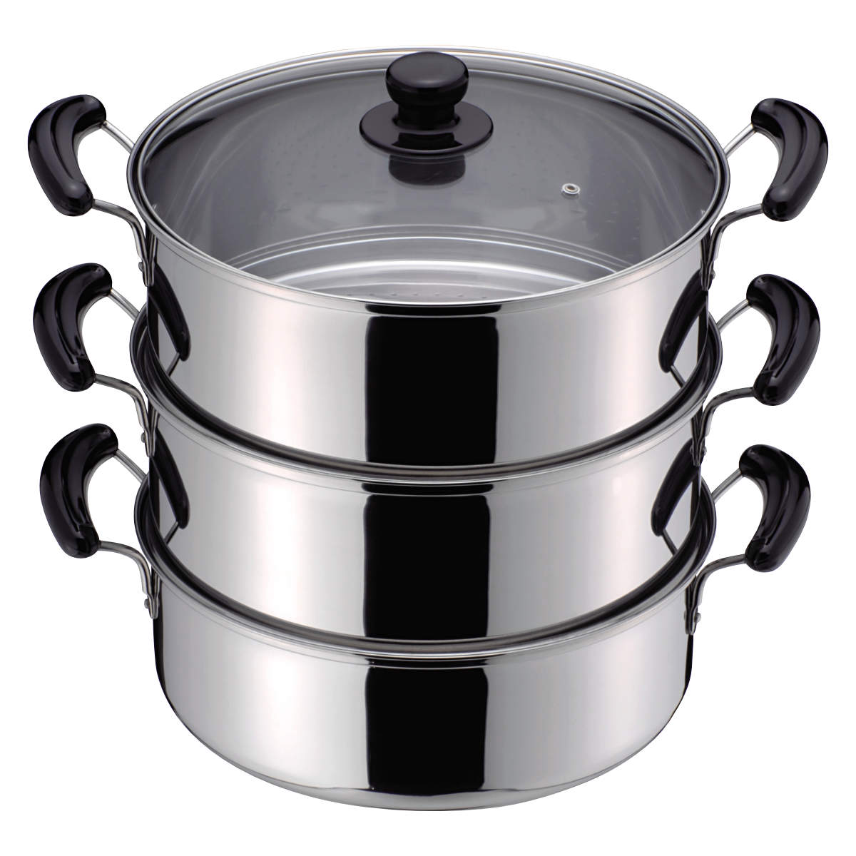 dショッピング |3段蒸し器 30cm IH対応 だんらん ガラス蓋付き 3升用