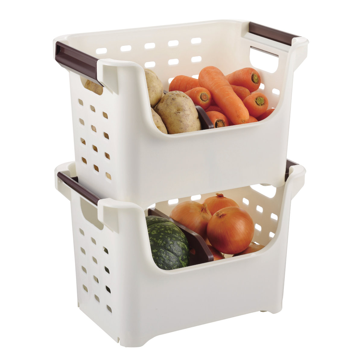 収納ストッカー やさいストッカー 仕切付 収納かご キッチン収納