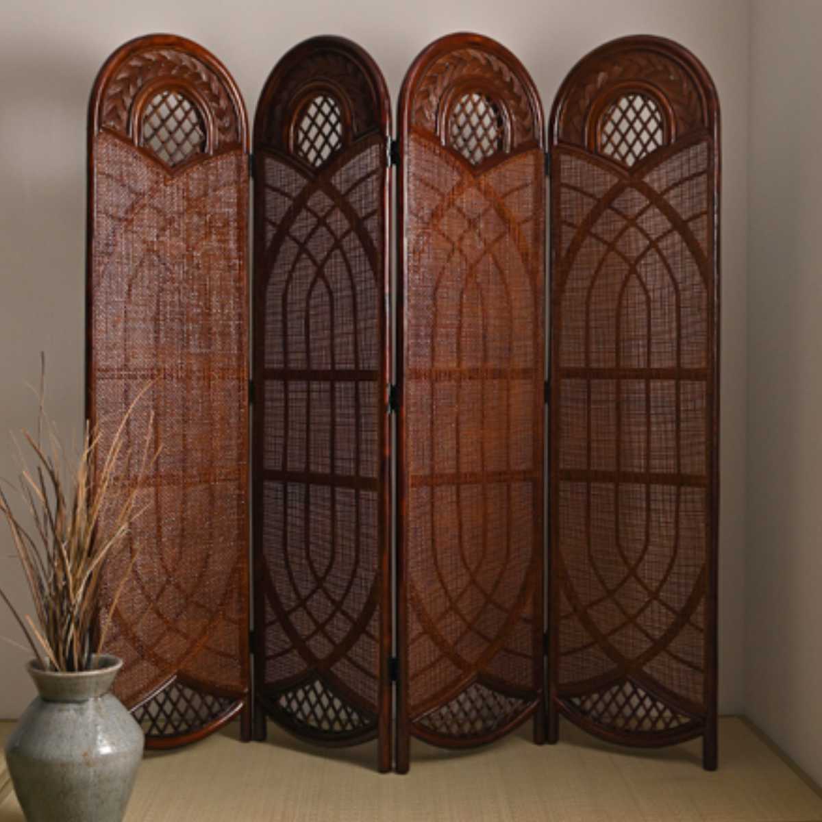 籐 スクリーン 間仕切り 3連 畳める （ ラタン パーテーション 目隠し