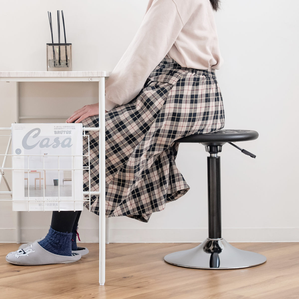 スツール 丸 昇降 回転 座面高48～72cm （ 椅子 チェア いす