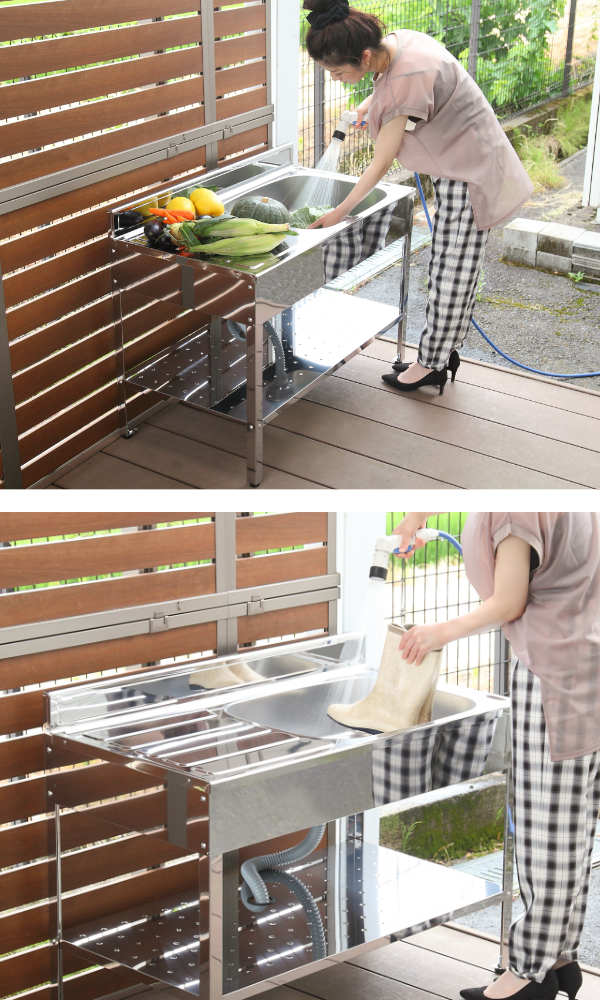 流し台 ステンレス 簡易流し台 幅100×奥行55×高さ78cm ガーデンシンク