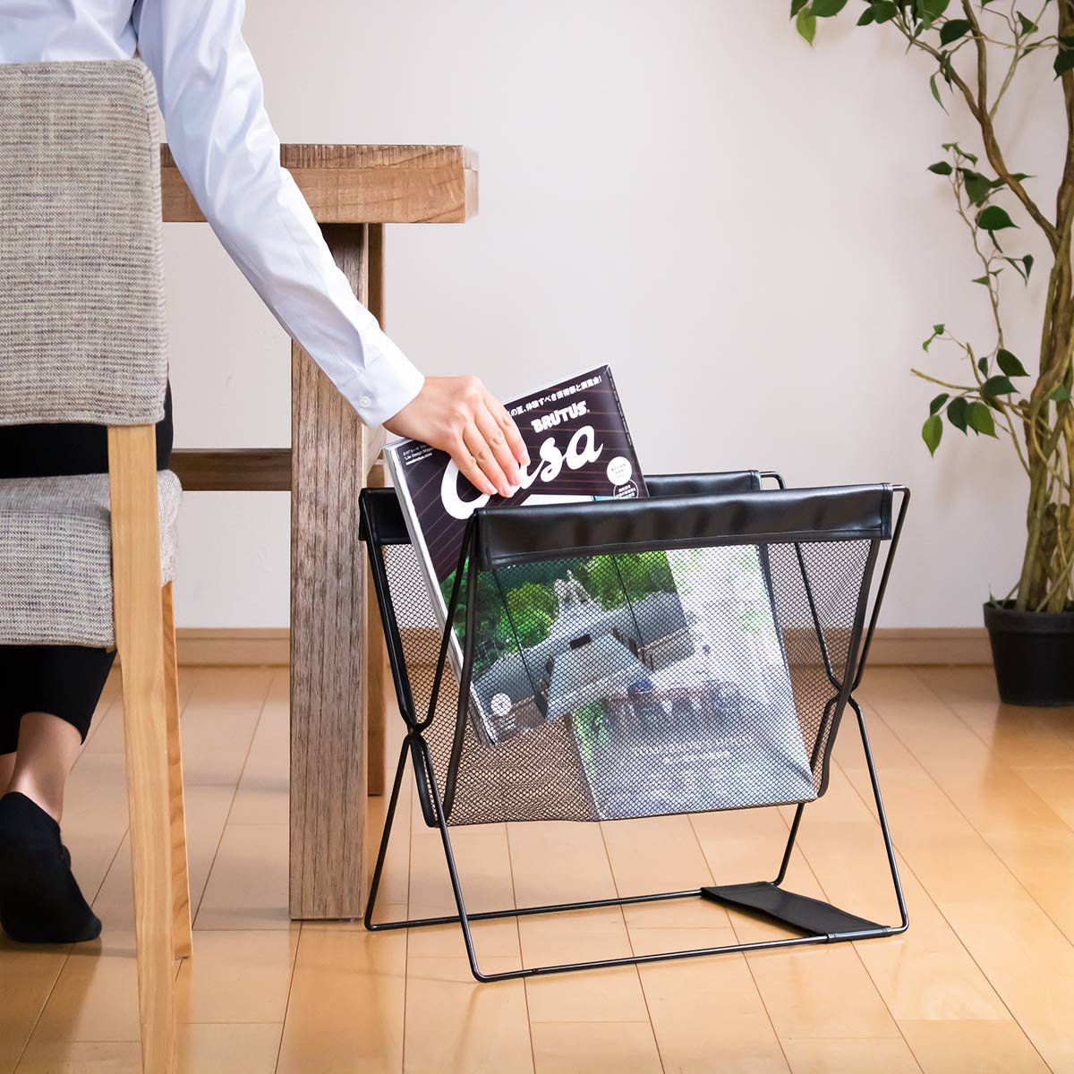 手荷物入れ レザー調ハンモック型 メッシュバスケット （ バスケット