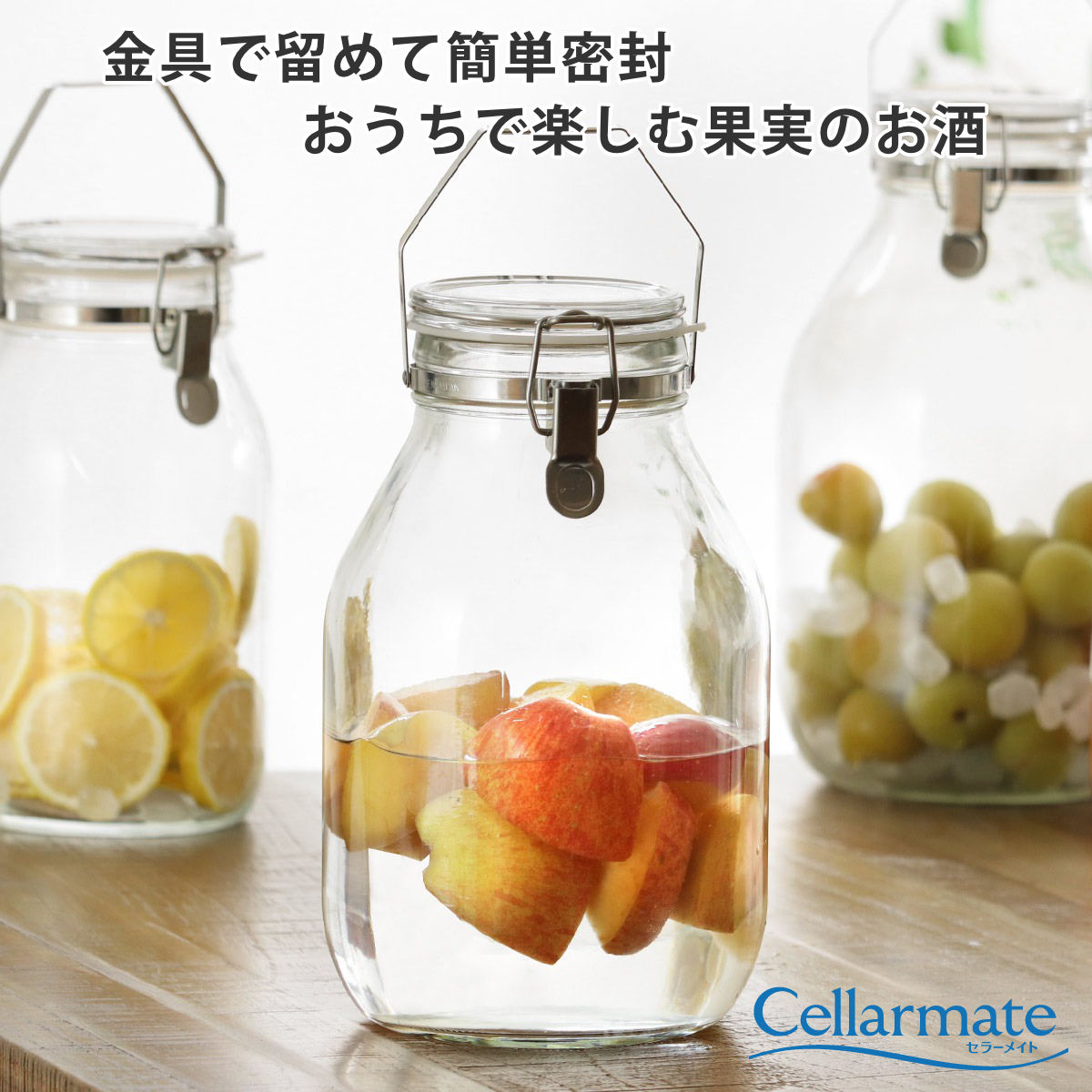 果実酒びん 3L 取手付密封びん セラーメイト （ 日本製 ガラス 密閉