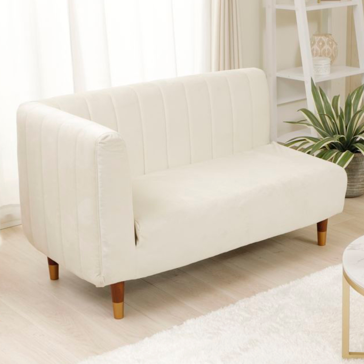 ソファ 2人掛け 肘付 ベロア調 幅110cm （ 1人掛け リクライニング