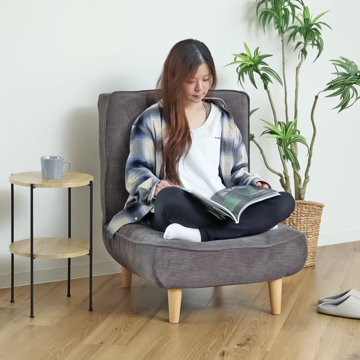 座椅子 1人掛け 幅65cm あぐらがかける ハイバックソファー 日本製