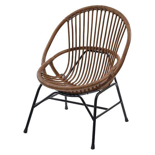 籐 座椅子 椅子 アイアン脚 ラタン製 籐家具 座面高40cm （ ラタン