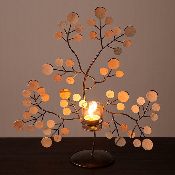 おしゃれなツリー型インテリアオブジェ キャンドルホルダー付き 【chld