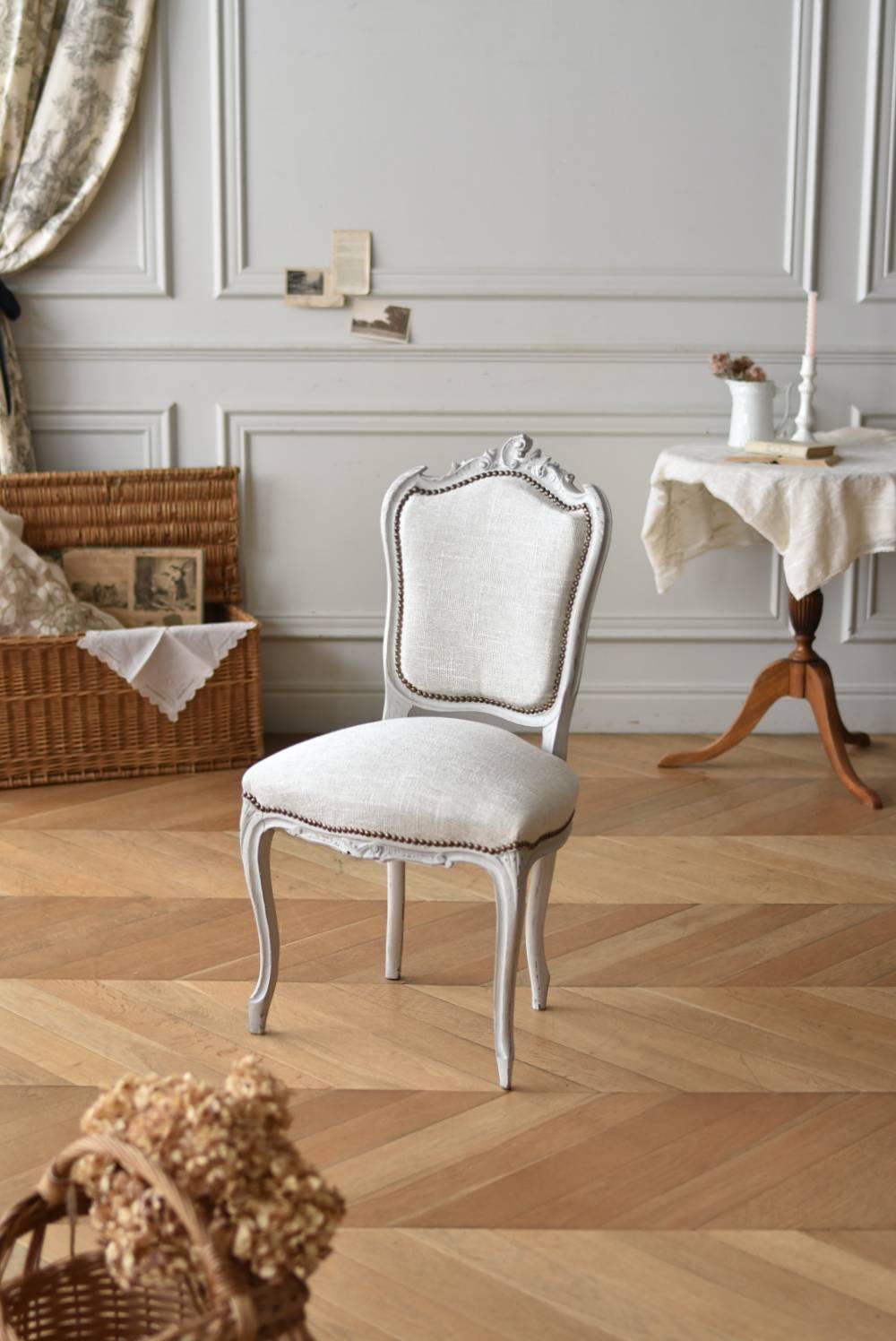 フランスアンティーク白色アカプルコチェア/プールサイドソファ椅子