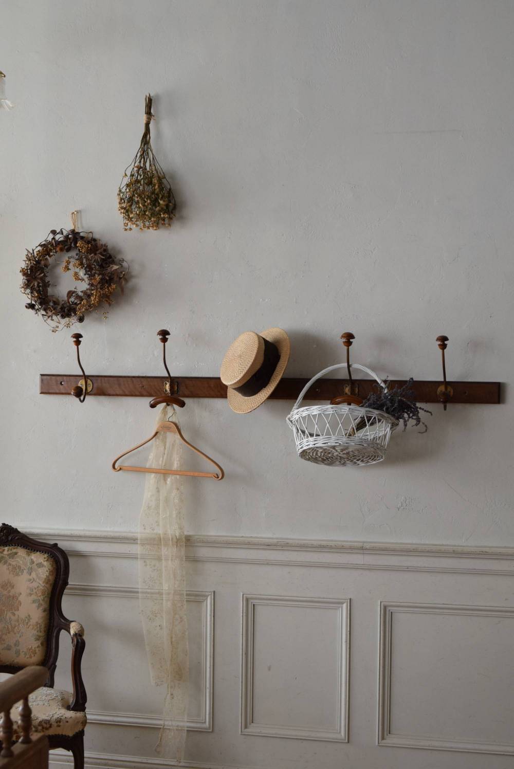 フランスアンティークパーツ アンティーク5連フック.3 ウォール